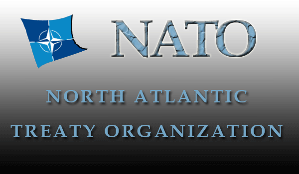 NATO emblem and explanation of the words N-A-T-O